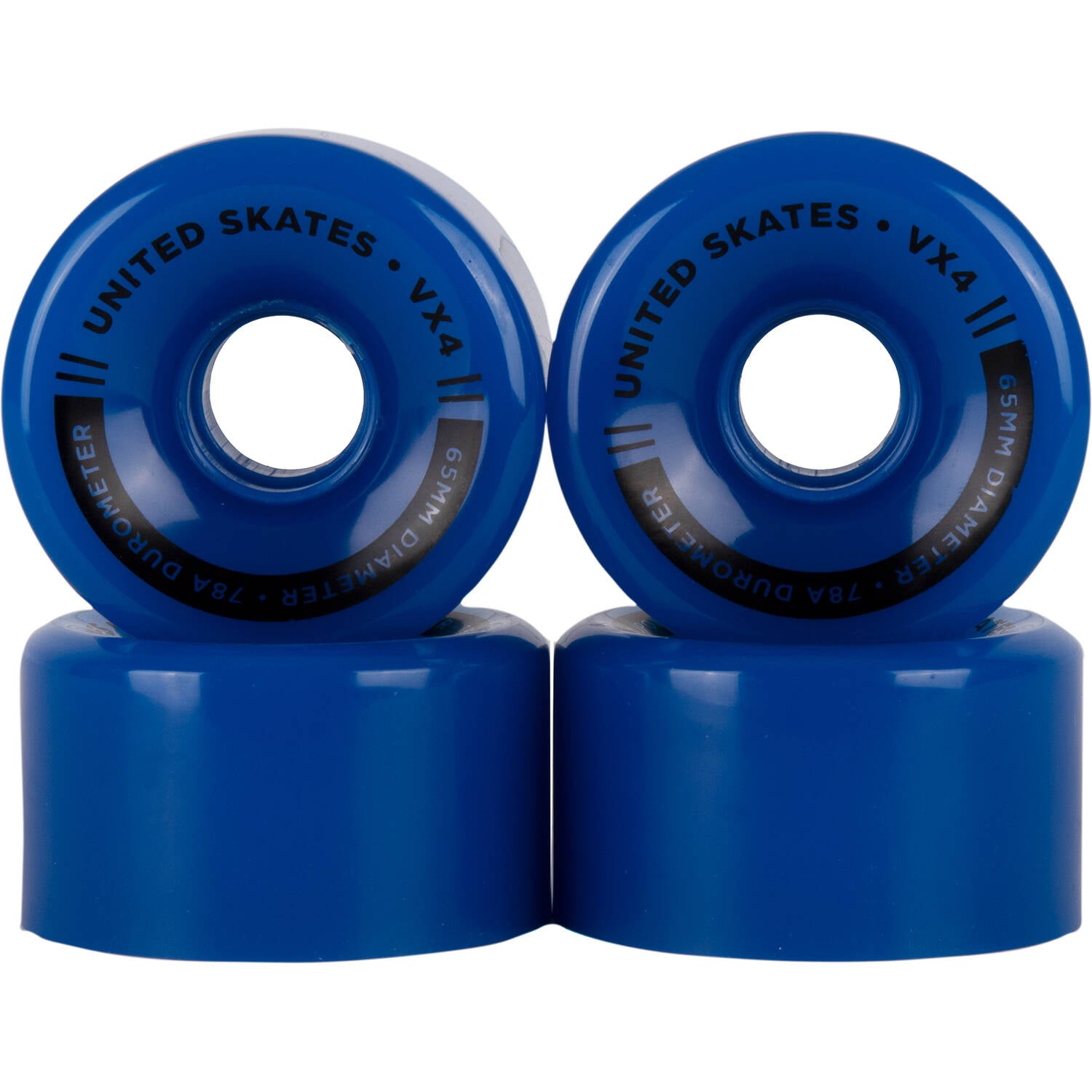 United Skates VX4 65mm x 36mm 78A Quad Roller Skate Wheels - Blue