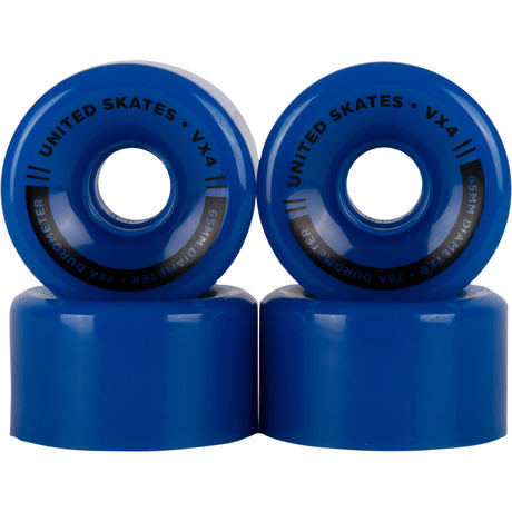 United Skates VX4 65mm x 36mm 78A Quad Roller Skate Wheels - Blue