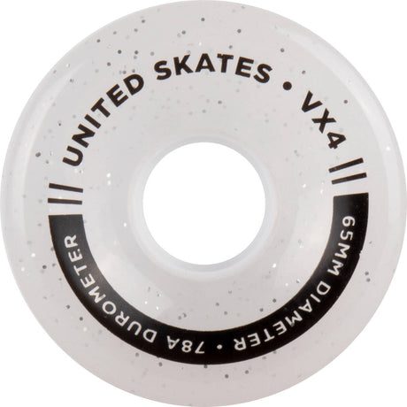 United Skates VX4 Elite 65mm x 36mm 78A Quad Roller Skate Wheels - Clear Glitter