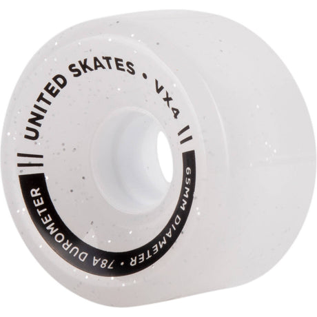 United Skates VX4 Elite 65mm x 36mm 78A Quad Roller Skate Wheels - Clear Glitter