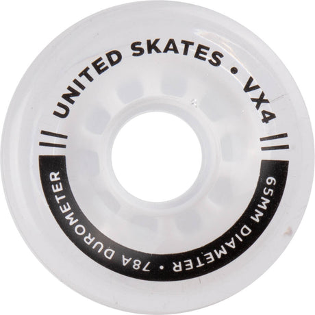 United Skates VX4 Elite 65mm x 36mm 78A Quad Roller Skate Wheels - Translucent