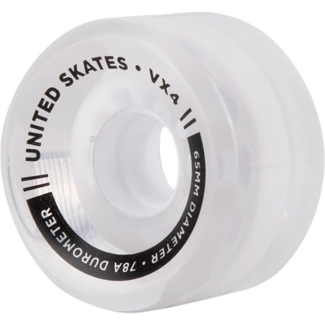 United Skates VX4 Elite 65mm x 36mm 78A Quad Roller Skate Wheels - Translucent