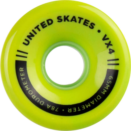 United Skates VX4 Elite 65mm x 36mm 78A Quad Roller Skate Wheels - Lime