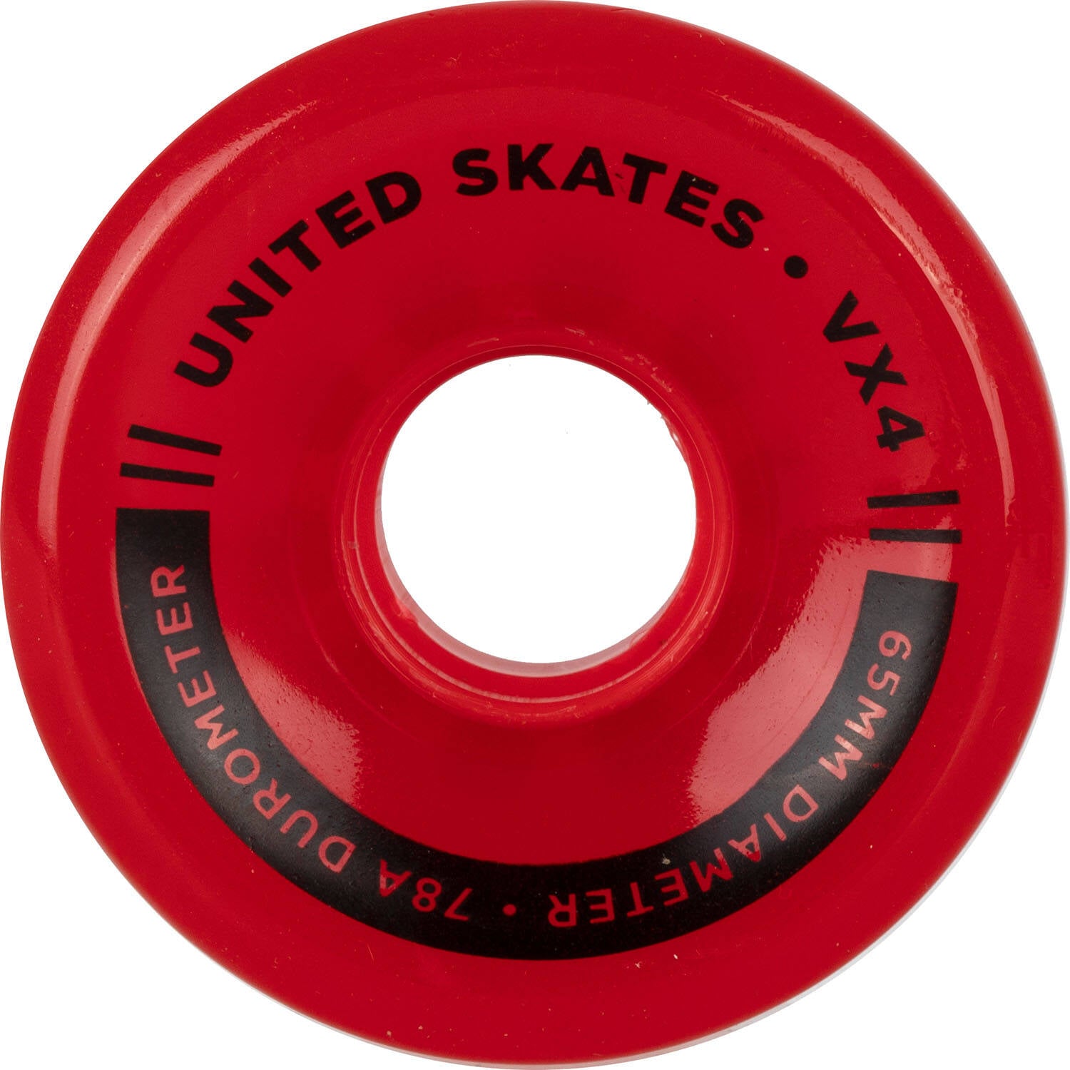United Skates VX4 Elite 65mm x 36mm 78A Quad Roller Skate Wheels - Red Translucent