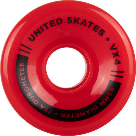 United Skates VX4 Elite 65mm x 36mm 78A Quad Roller Skate Wheels - Red