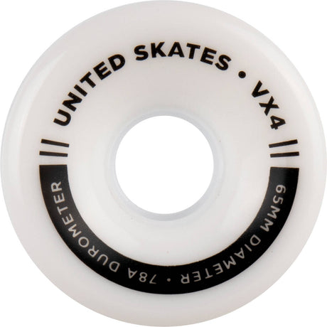 United Skates VX4 Elite 65mm x 36mm 78A Quad Roller Skate Wheels - White