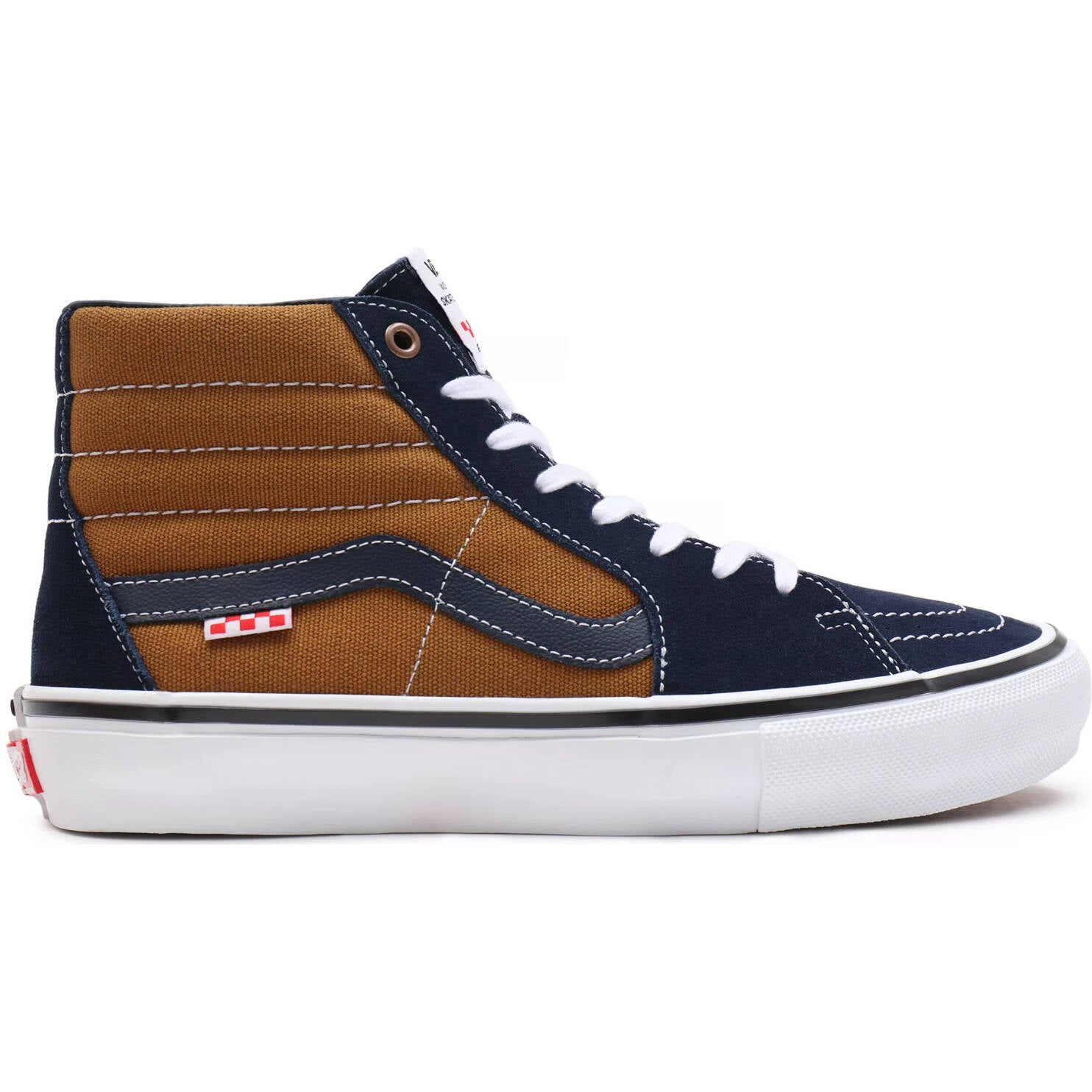 Vans Skate Sk8-Hi (Reynolds) High Top Skate Shoes - Navy/Golden Brown