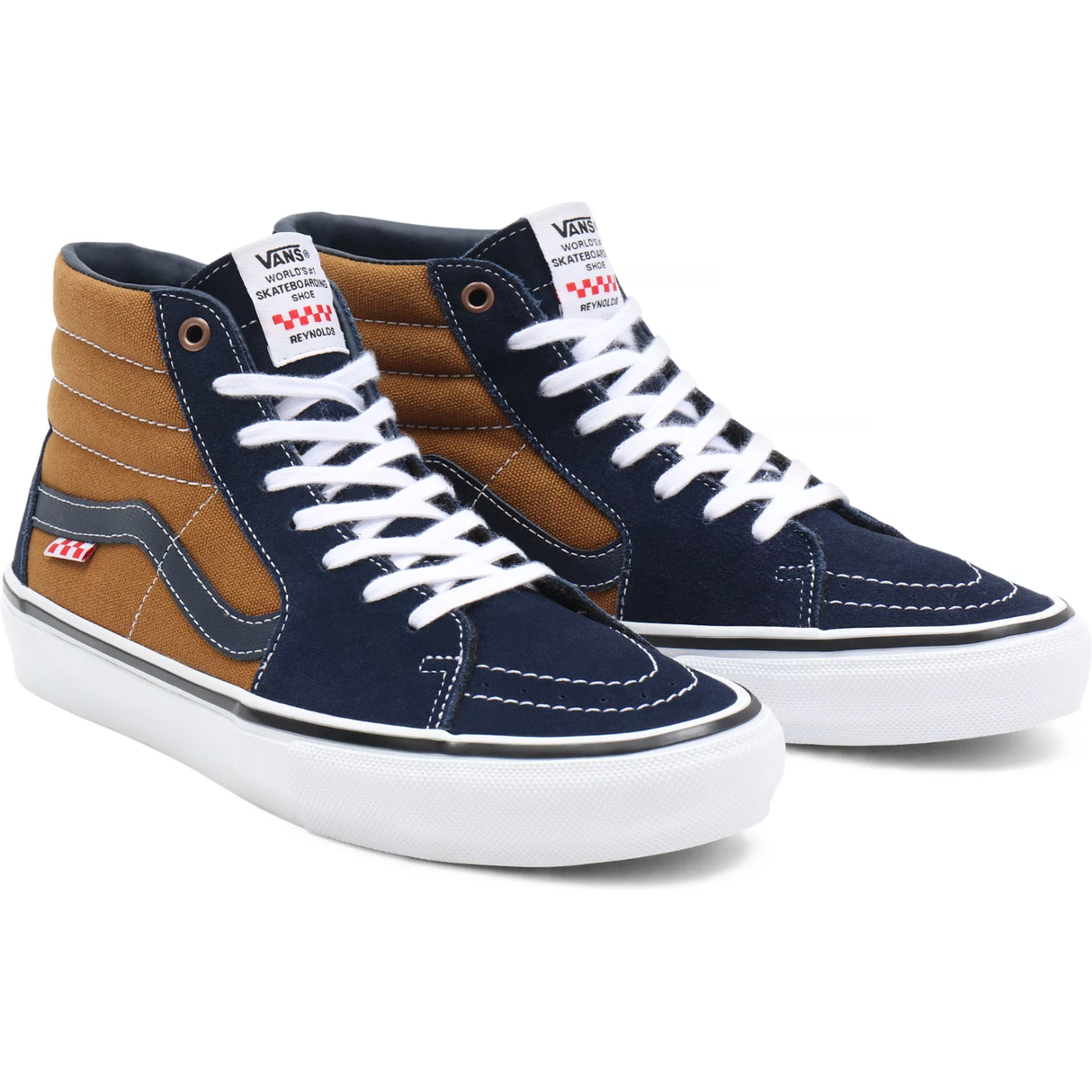 Vans Skate Sk8-Hi (Reynolds) High Top Skate Shoes - Navy/Golden Brown