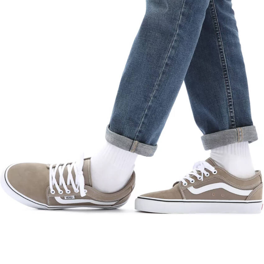 Vans Chukka Low Sidestripe Skate Shoes - Timber Wolf/White