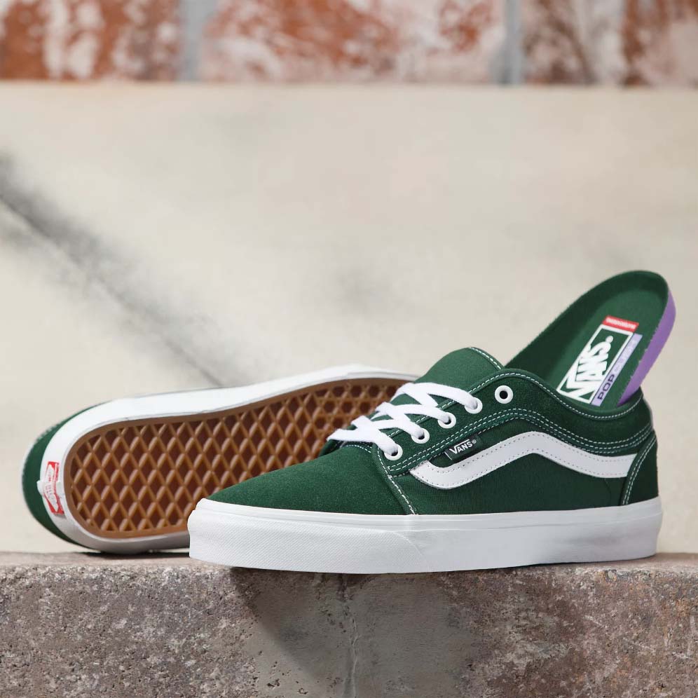 Vans Chukka Low Sidestripe Skate Shoes - Dark Green/White