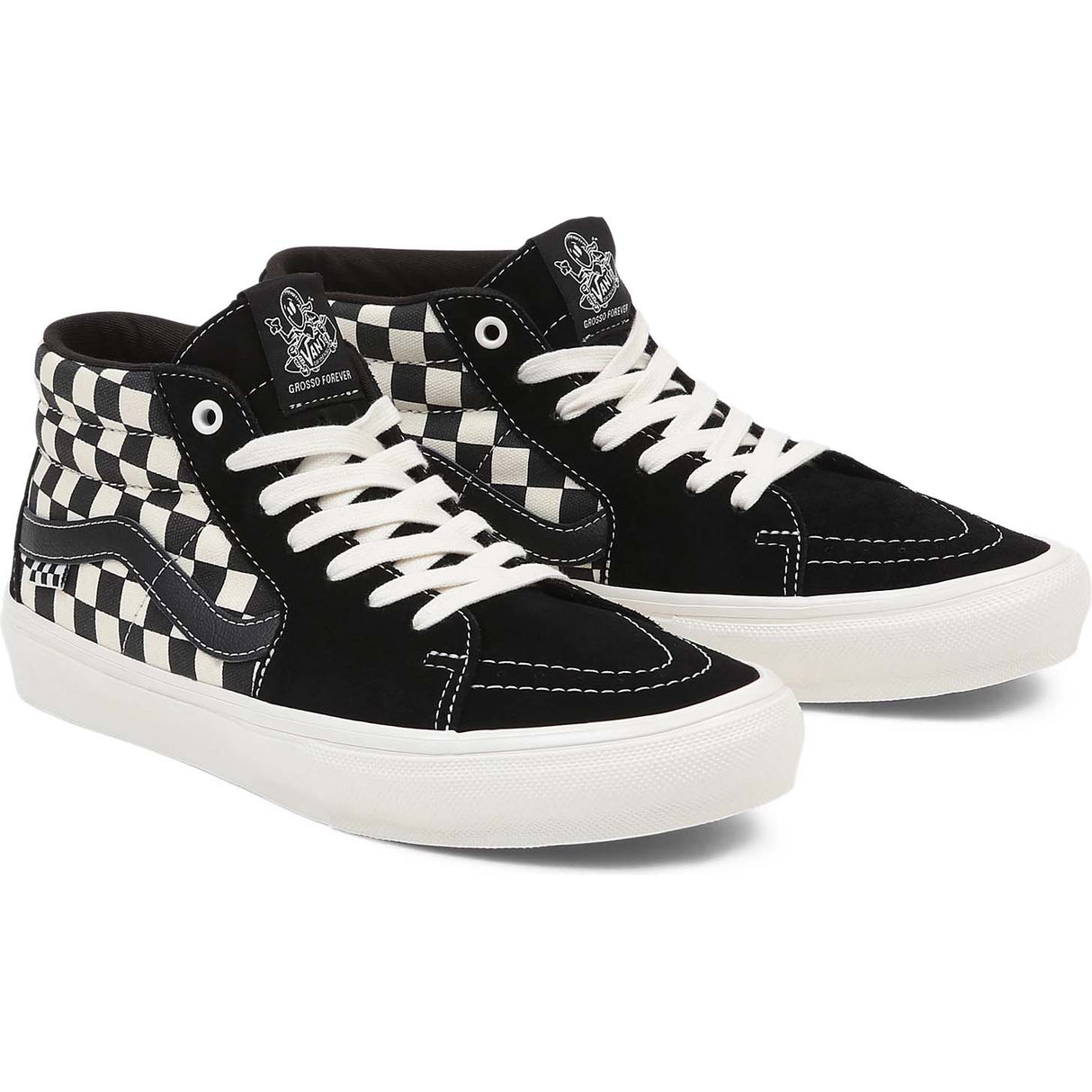 Vans Grosso Mid Skate Shoes - Checkerboard Black/Marshmallow