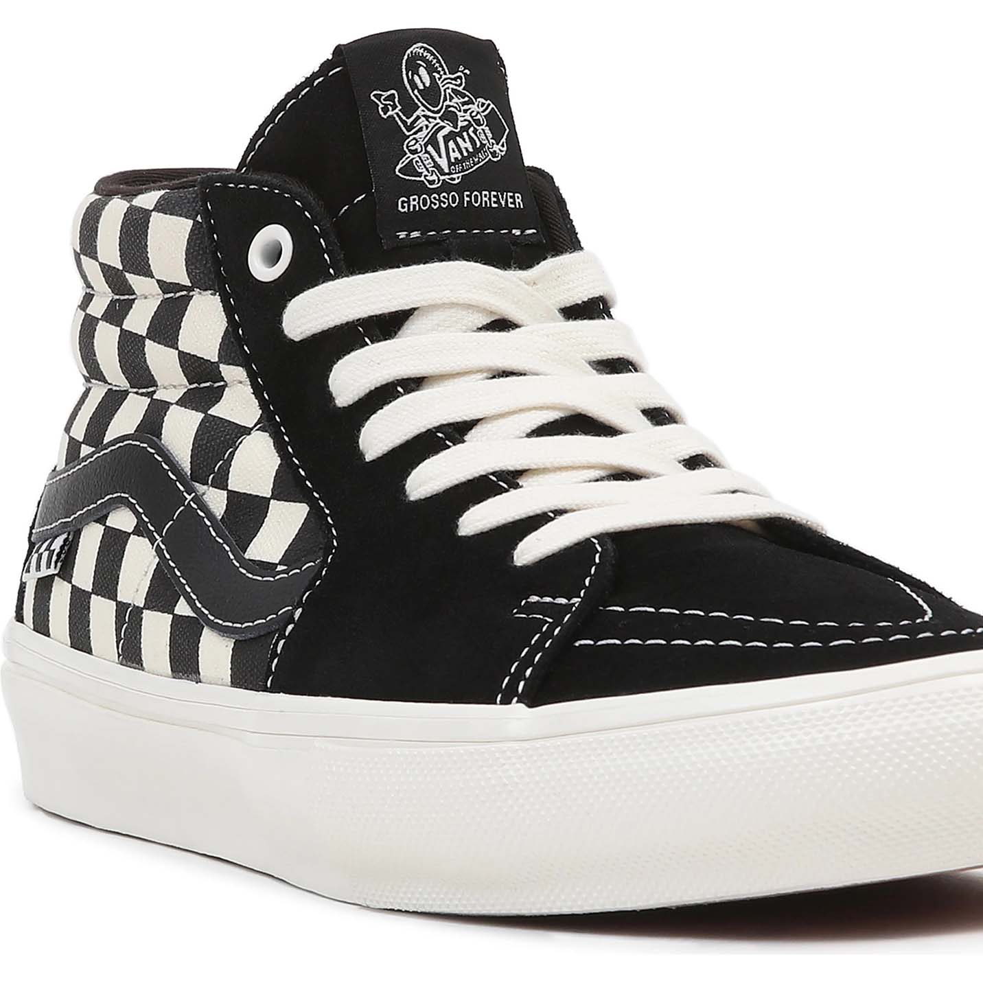 Vans Grosso Mid Skate Shoes - Checkerboard Black/Marshmallow