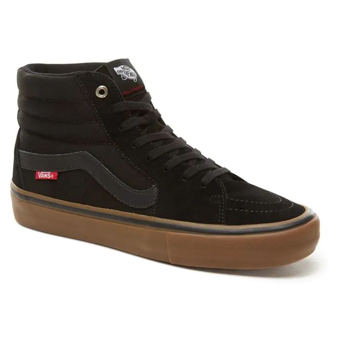 Vans Sk8-Hi High Top Pro Skate Shoes - Black/Gum