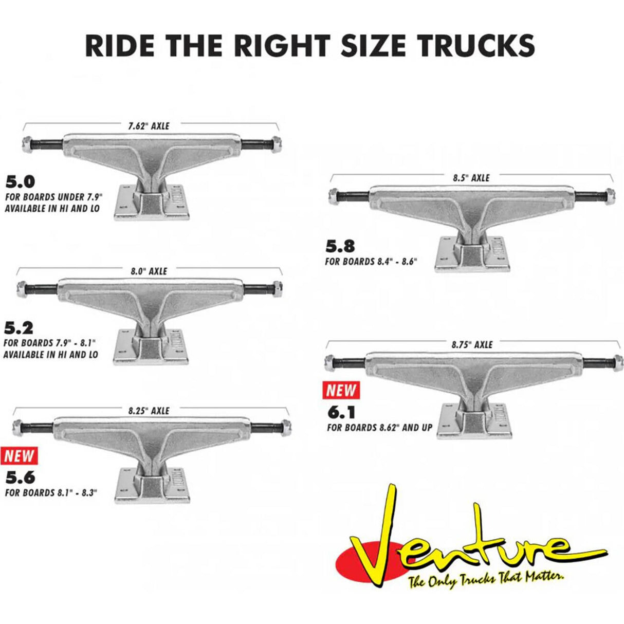 Venture Team V8 Skateboard Trucks - Polished 6.1"