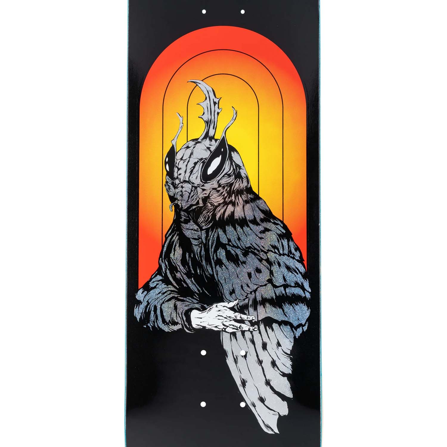 Welcome Mothman On Evil Twin Skateboard Deck - Black/Glitter Foil 8.25"