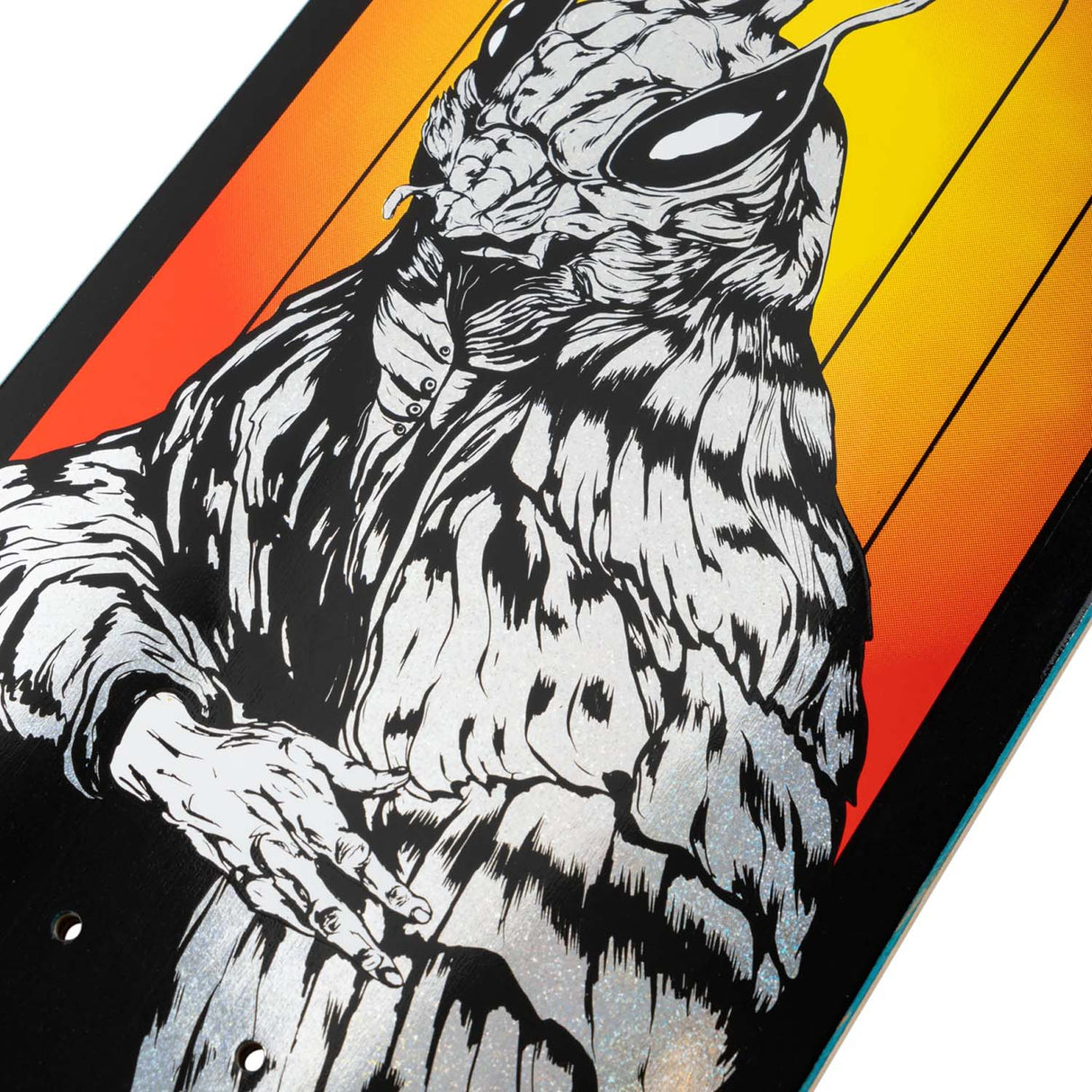 Welcome Mothman On Evil Twin Skateboard Deck - Black/Glitter Foil 8.25"