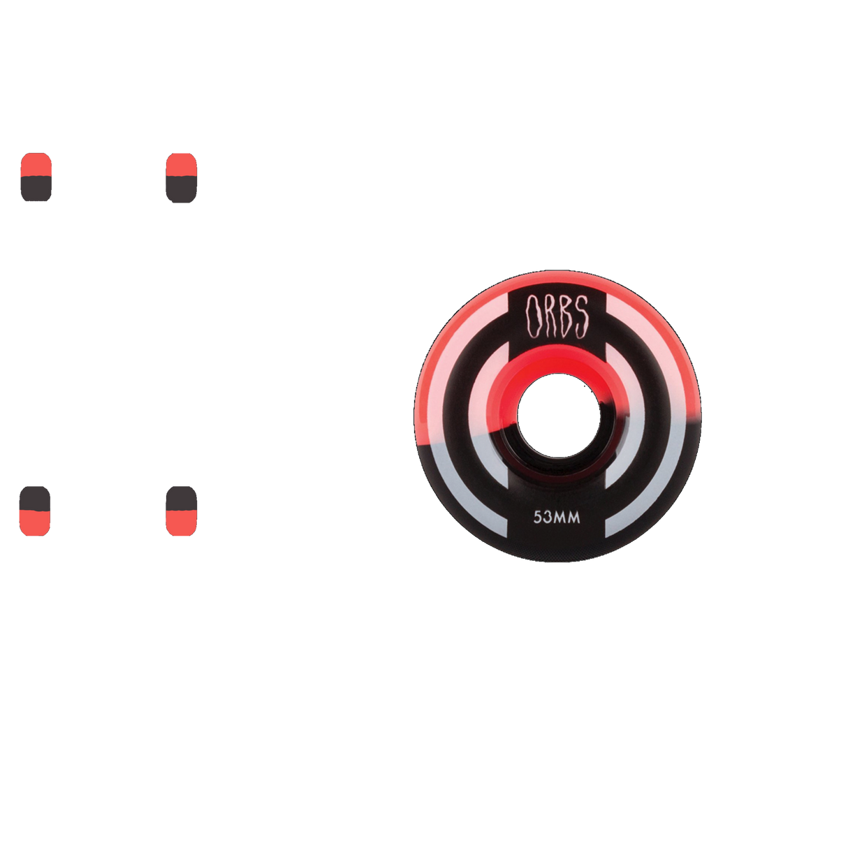 Welcome Orbs Apparitions Splits Round 99a Skateboard Wheels - Coral/Black 53mm