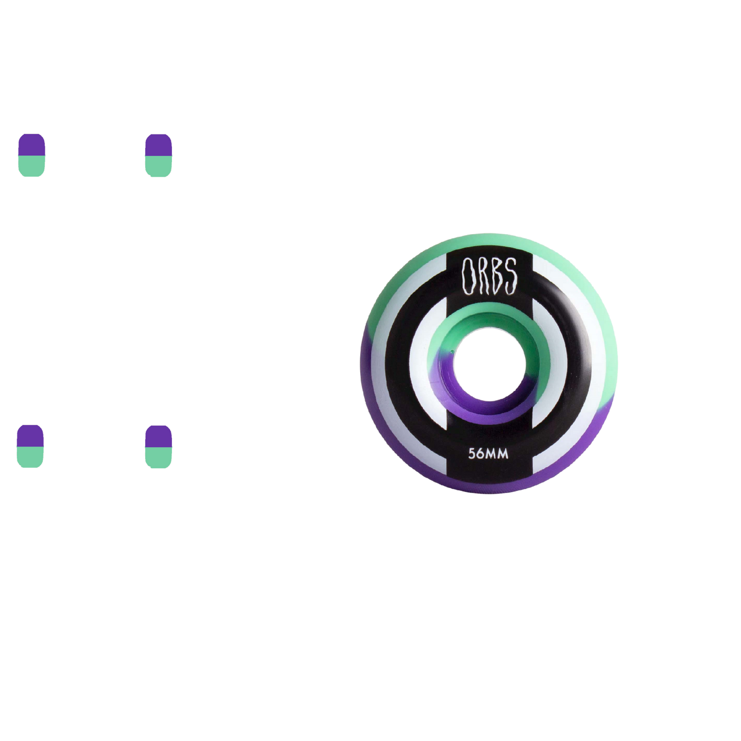 Welcome Orbs Apparitions Splits Round 99a Skateboard Wheels - Mint/Lavender 56mm