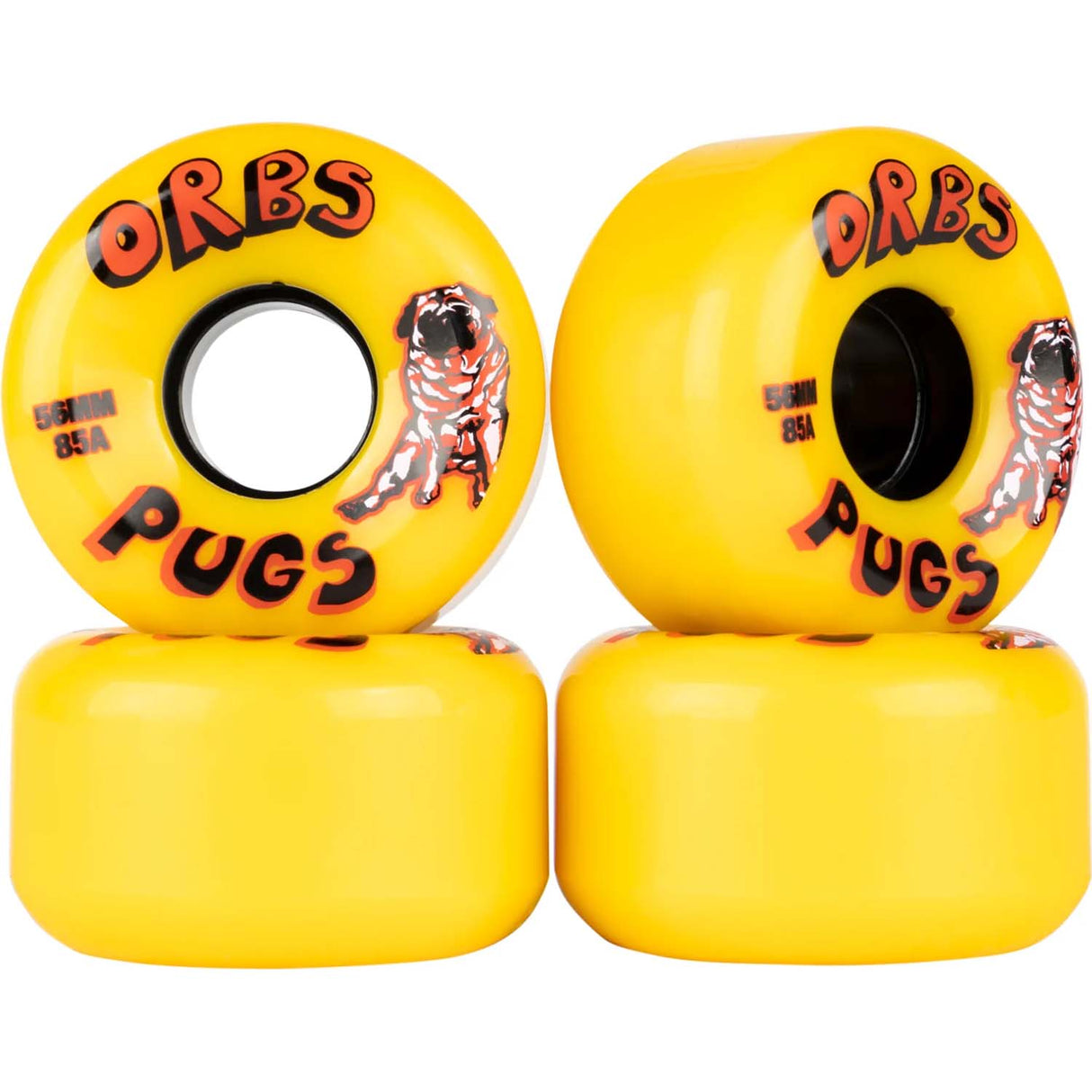 Welcome Orbs Pugs Solids Conical 85a Skateboard Wheels - Yellow 56mm