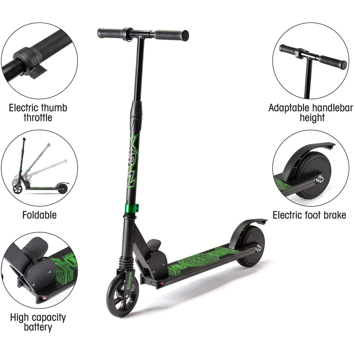 Xootz Electro Electric Scooter - Black/Green