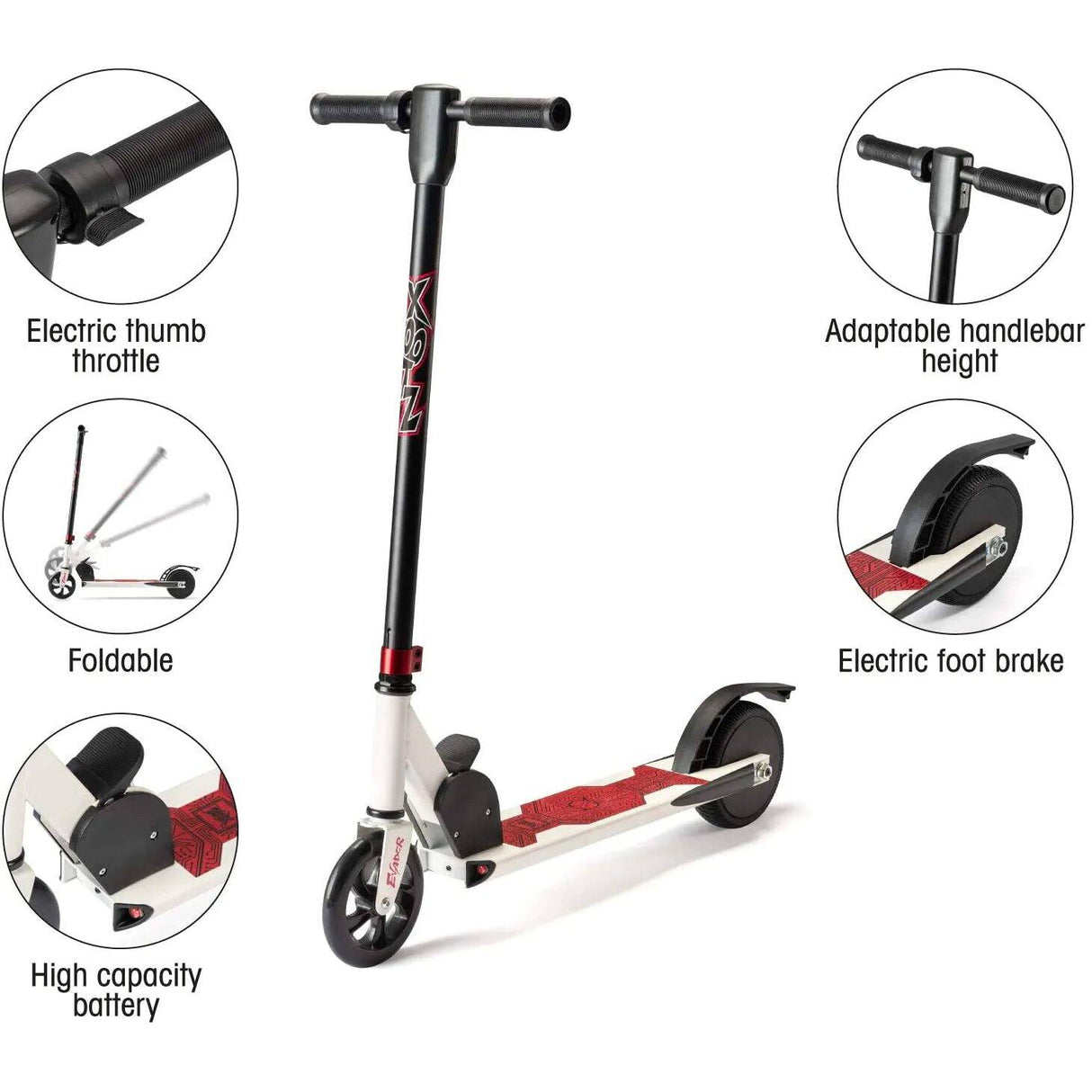 Xootz Evader Electric Scooter - Black/Red