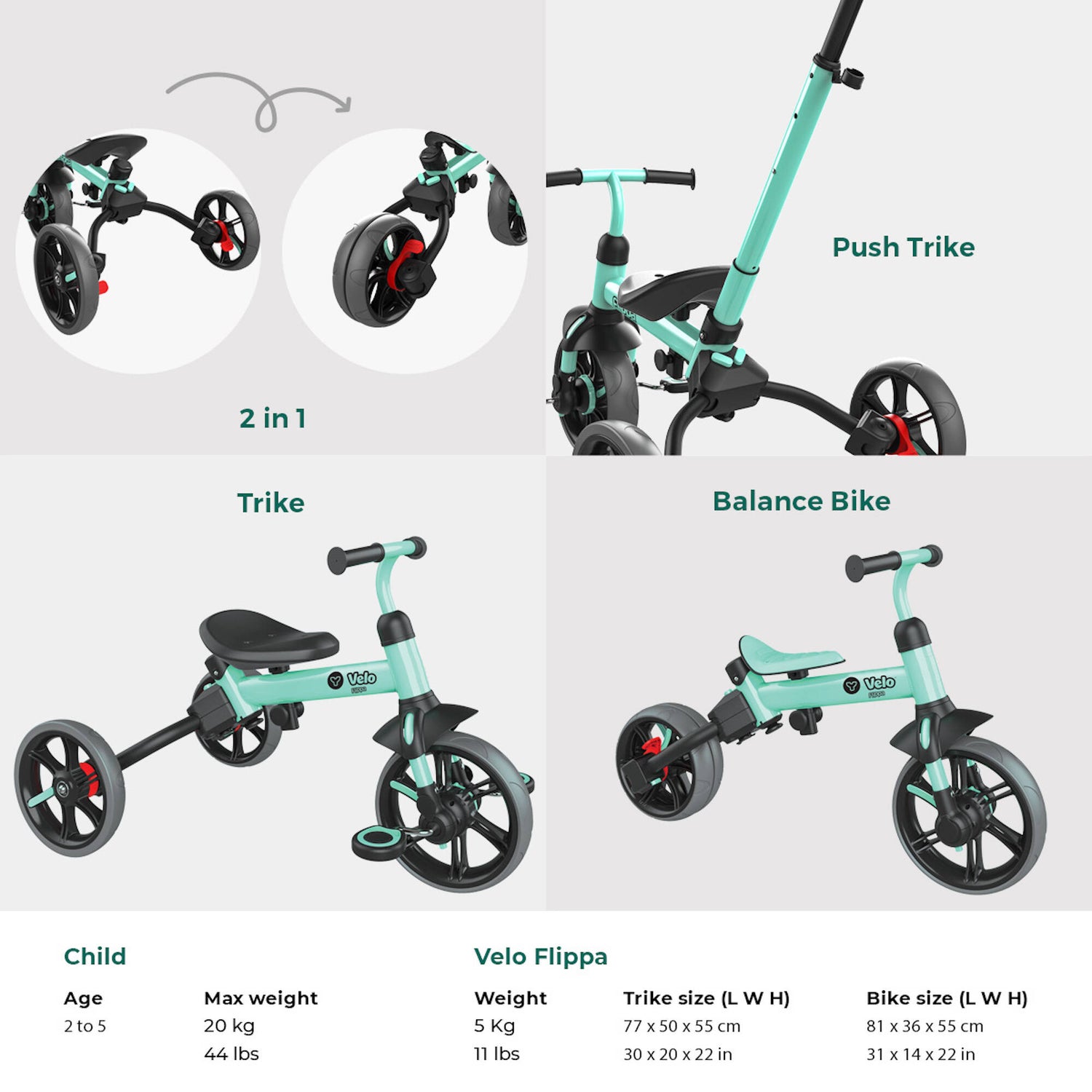 Y-Volution YVelo Flippa Balance Bike - Green/Black