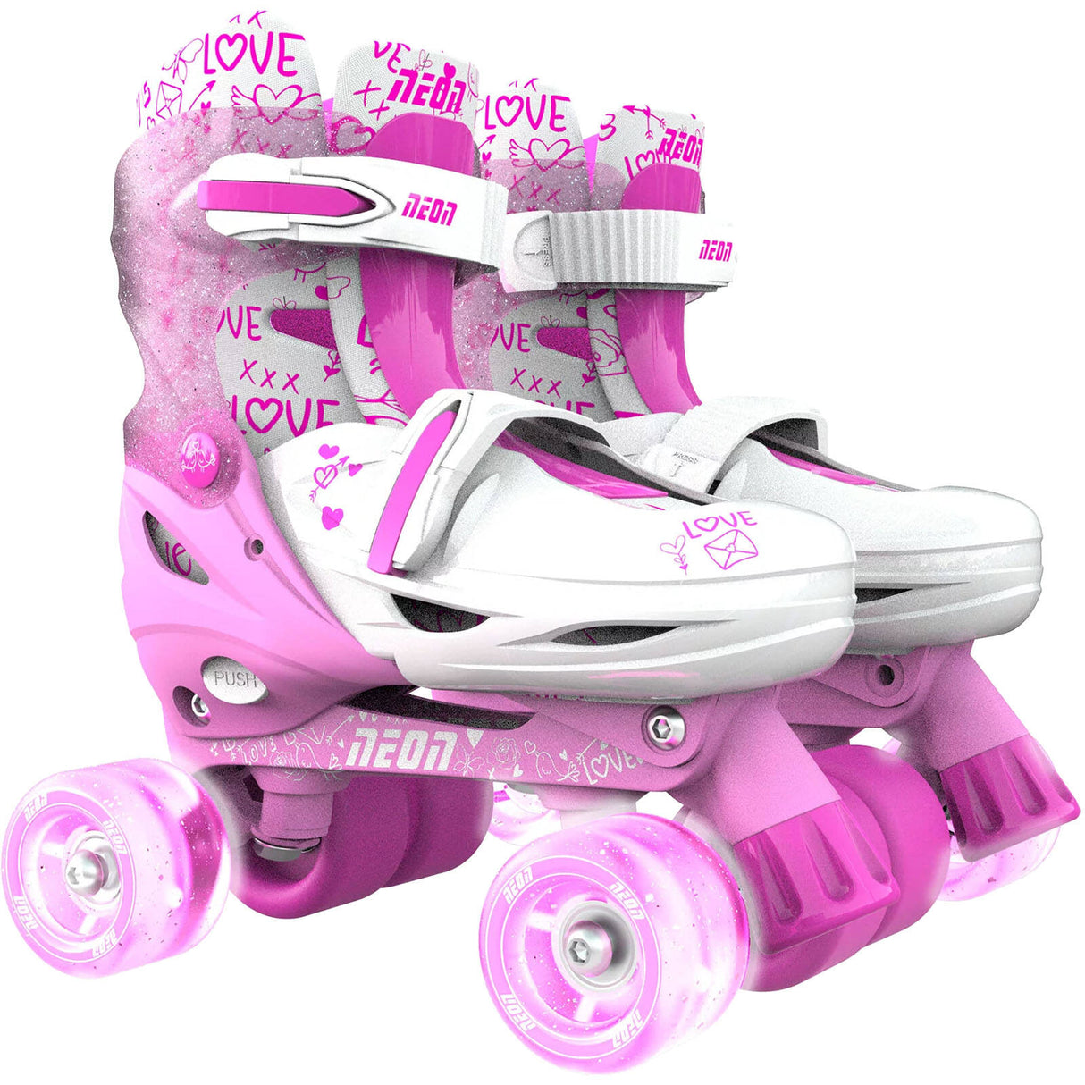 Yvolution Neon Combo 2-In-1 Adjustable Roller Skates - Pink (UK 2 - UK 5)