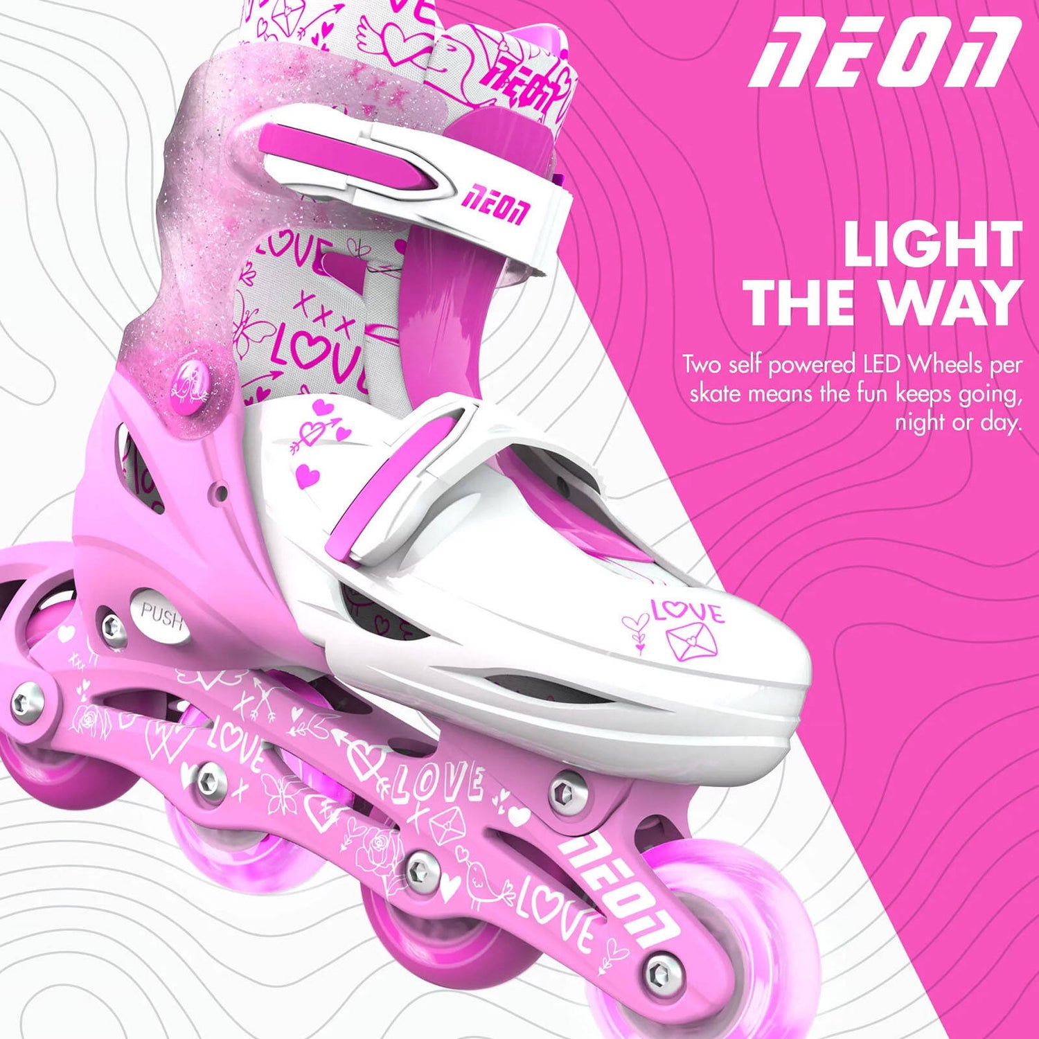 Yvolution Neon Combo 2-In-1 Adjustable Roller Skates - Pink (UK 2 - UK 5)