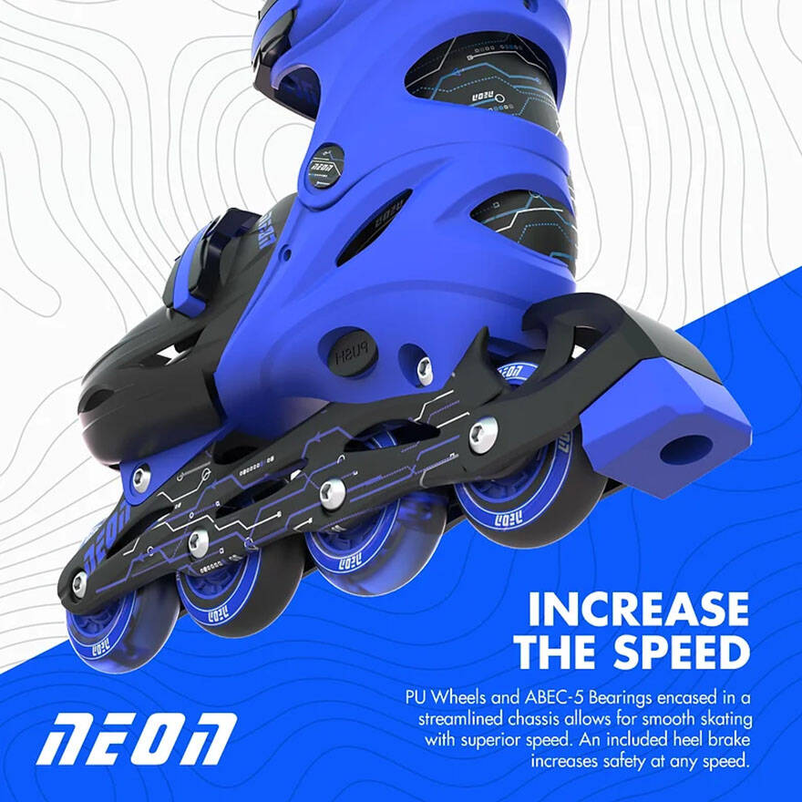 Yvolution Neon Adjustable Inline Skates - Blue J11 - UK 1