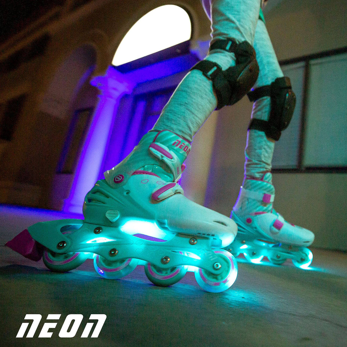 Yvolution Neon Combo 2-In-1 Adjustable Roller Skates - Teal/Pink (UK 2 - UK 5)
