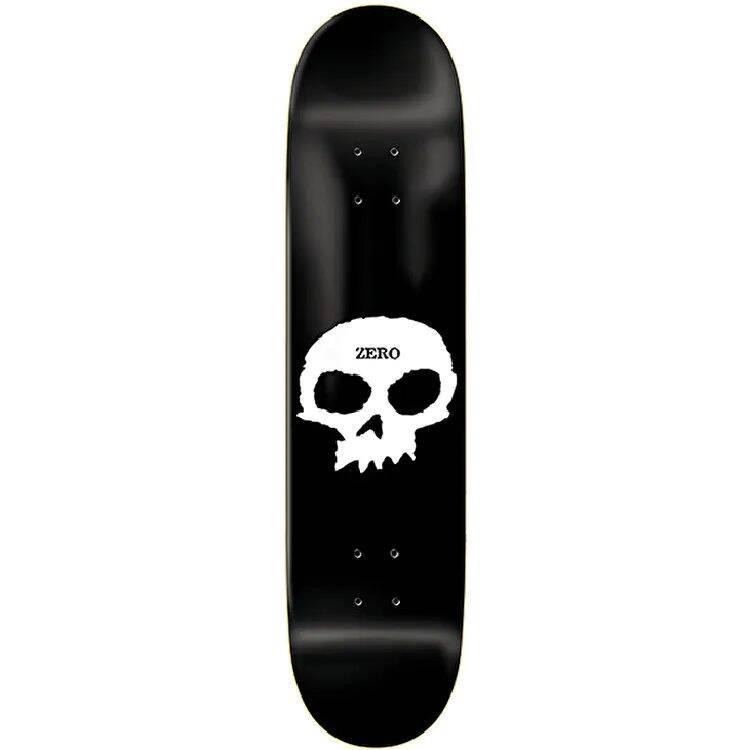 Zero Single Skull Skateboard Deck - Black/White 8.0''