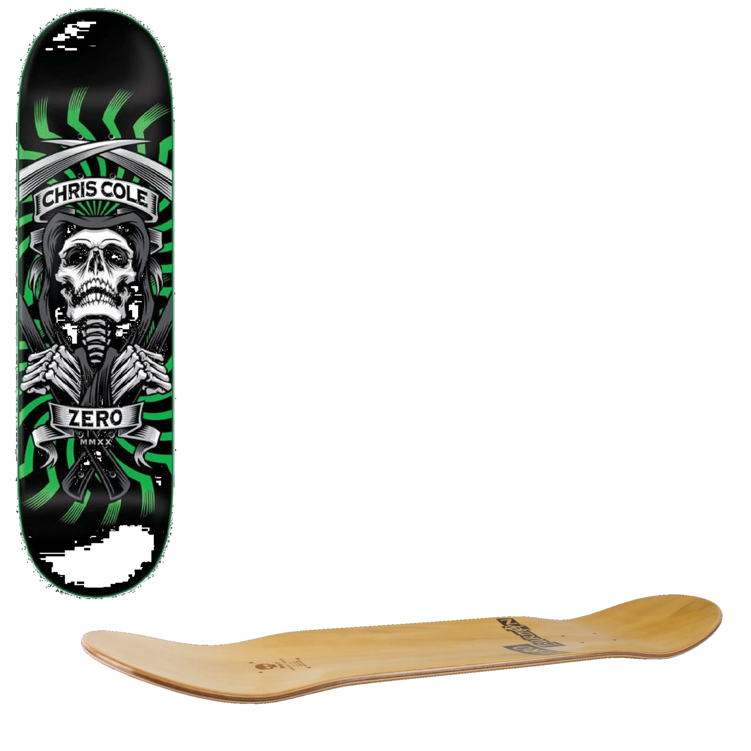 Zero MMXX Chris Cole Skateboard Deck - Black/Green 8''