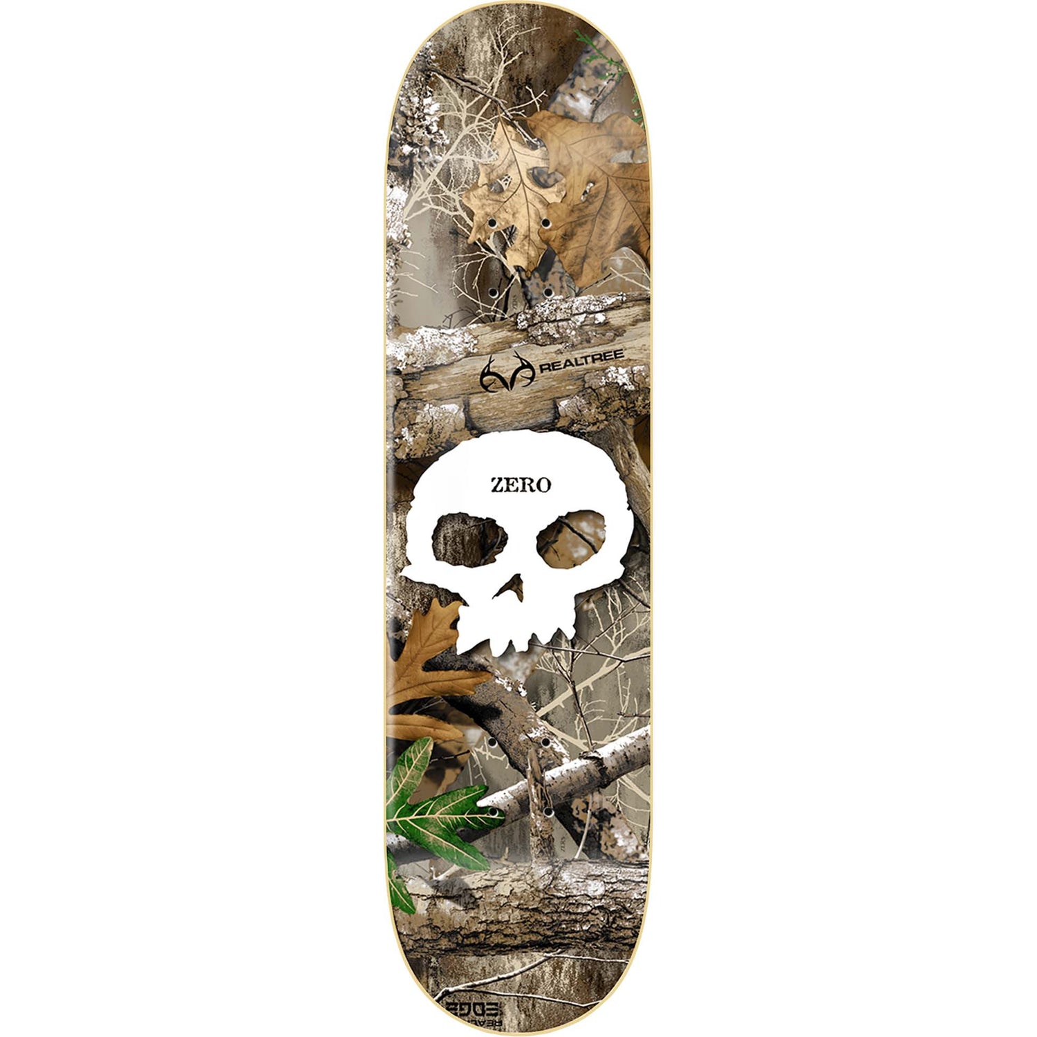 Zero Single Skull Real Tree Skateboard Deck - White 8.5"