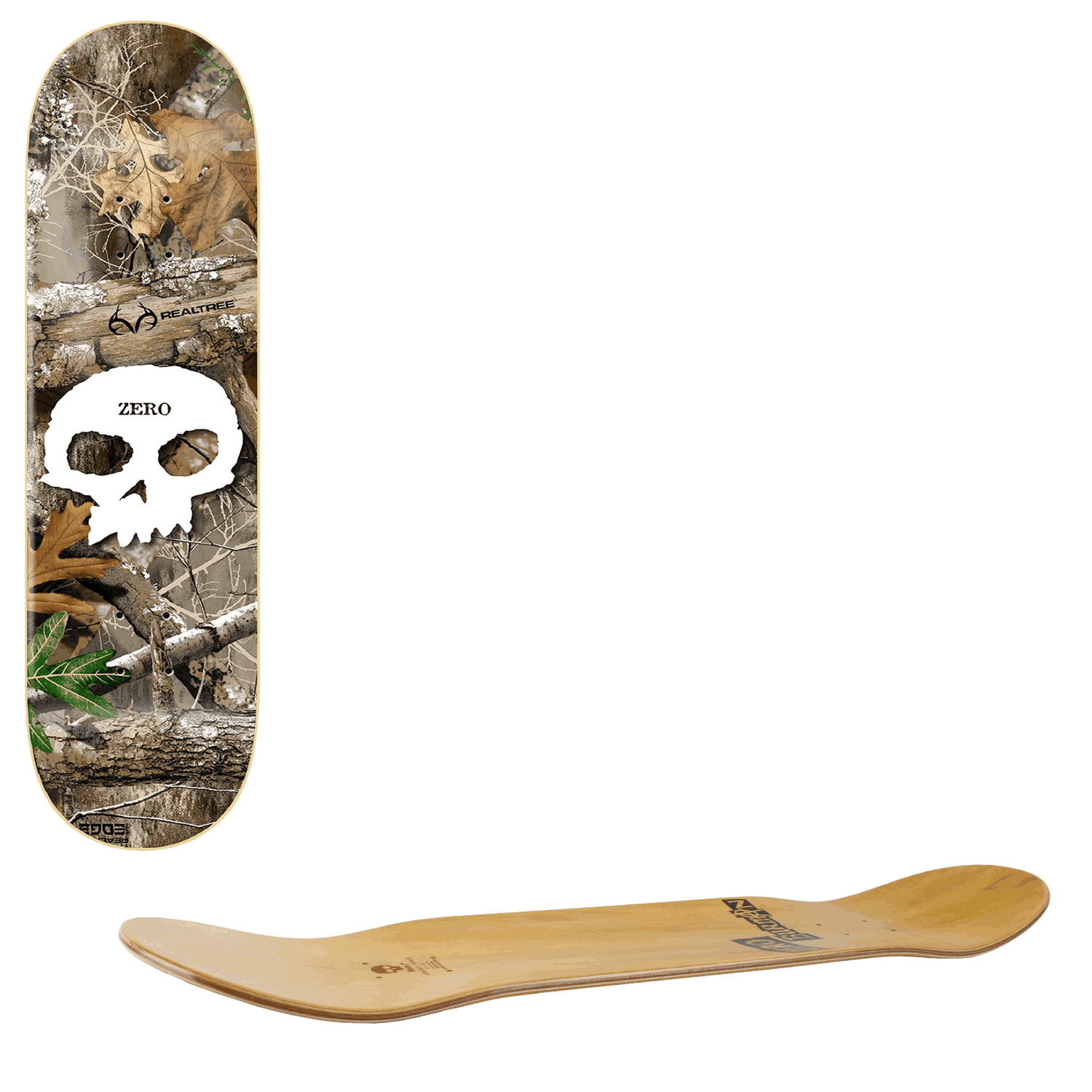 Zero Single Skull Real Tree Skateboard Deck - White 8.5"