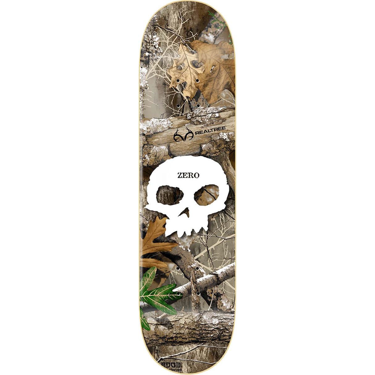 Zero Single Skull Real Tree Skateboard Deck - White 8.5"