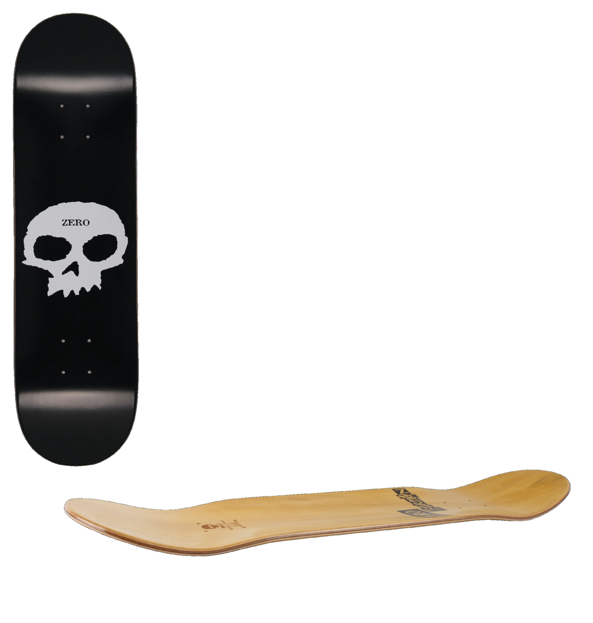 Zero Single Skull Skateboard Deck - Black/White 8.0''