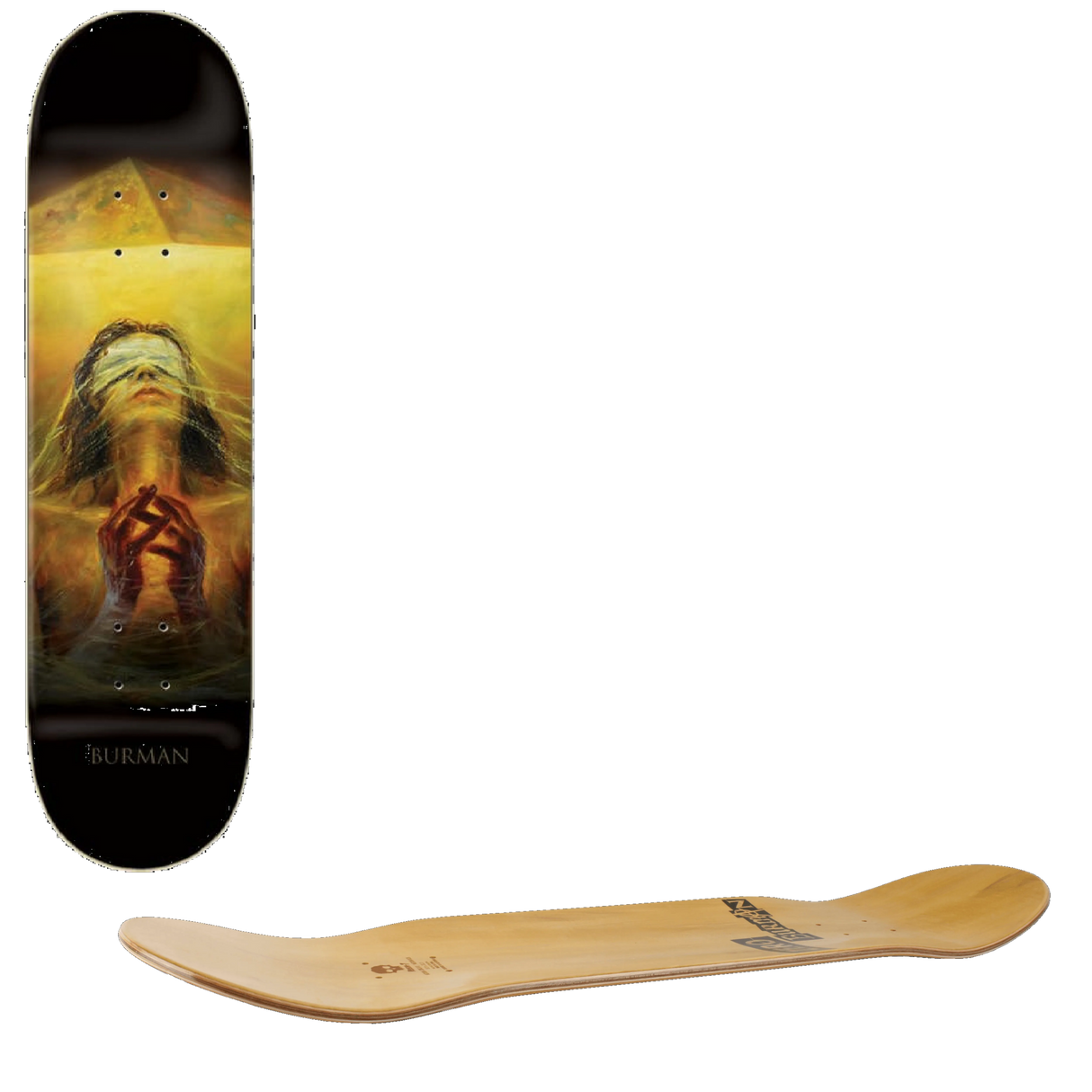 Zero Burman Light and Dark Skateboard Deck - Black 8.25"