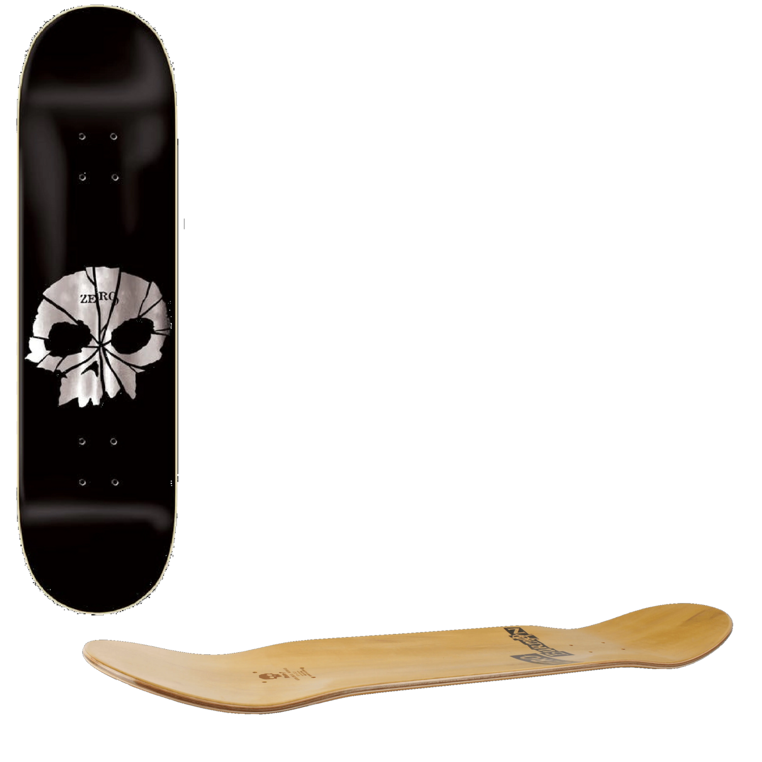 Zero Shattered Skull Skateboard Deck - Black/Silver Foil 8.25"