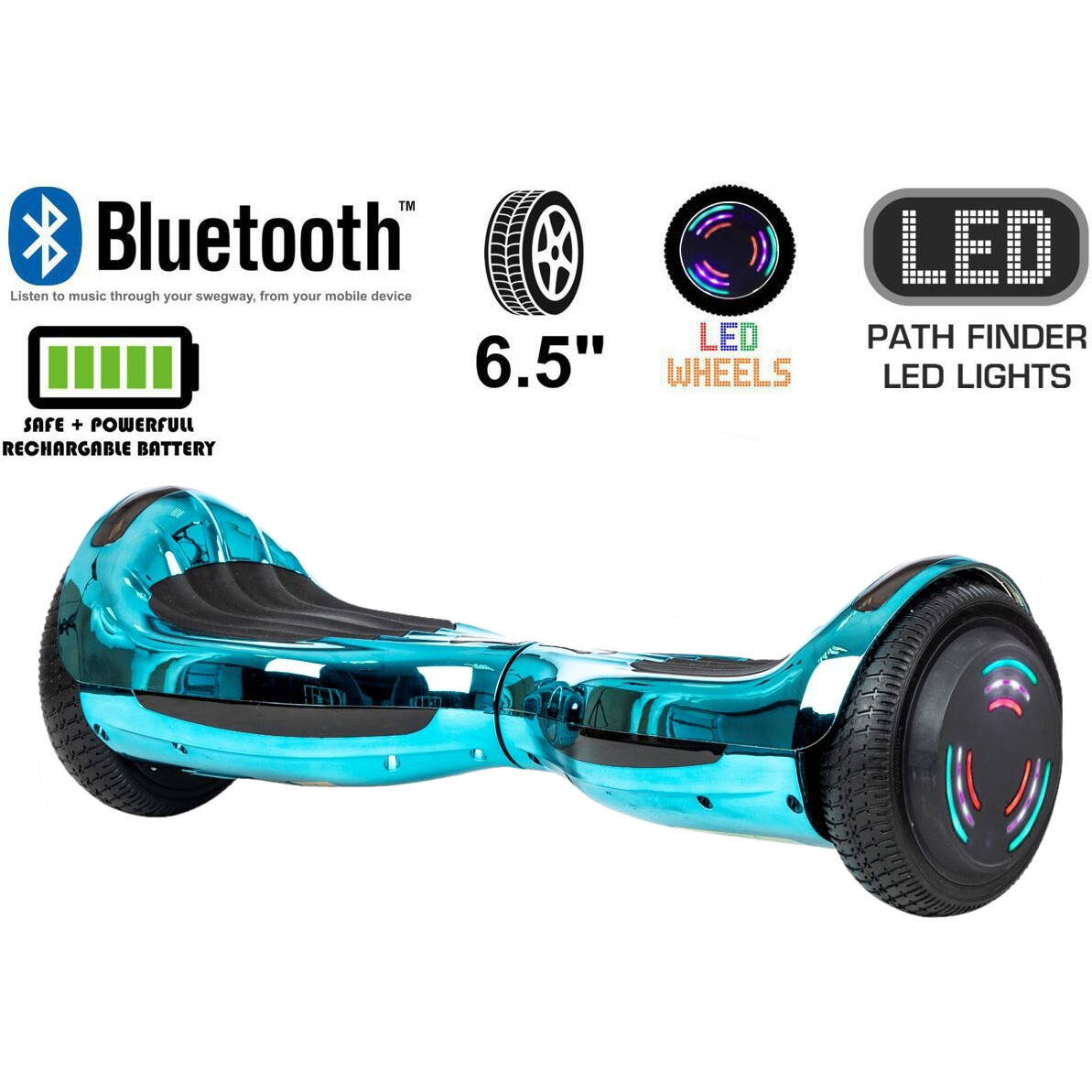Zimx HB4 LED Wheels Balance Board - Chrome Blue/Turquoise