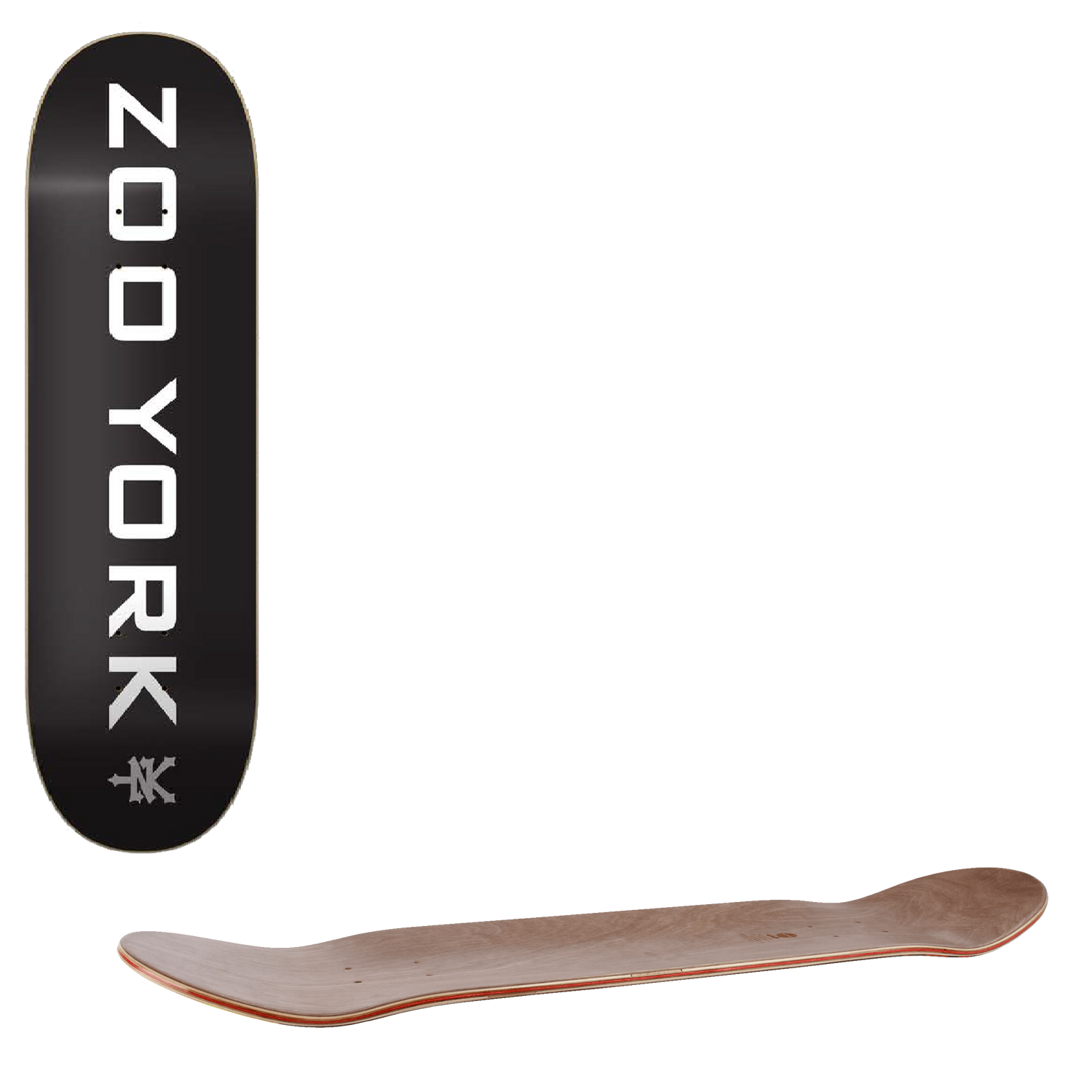 Zoo York OG 95 Logo Block Skateboard Deck - Black/White/Grey 8"