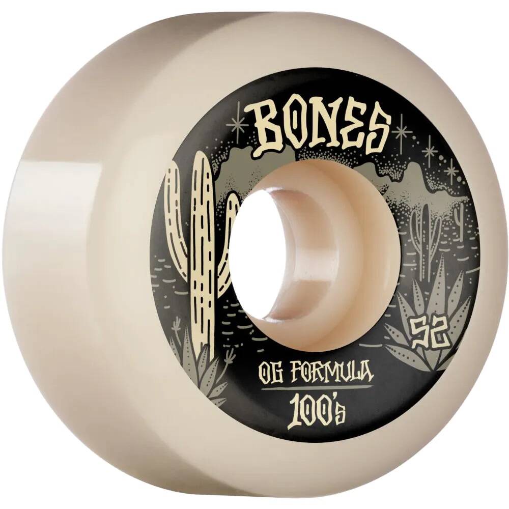 Bones Desert West V4 Sidecut 100a Skateboard Wheels - White 52mm (Pack of 4)