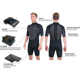 Dakine Mens Quantum Back Zip Shorty 2/2mm F/L Wetsuit - Black/Grey
