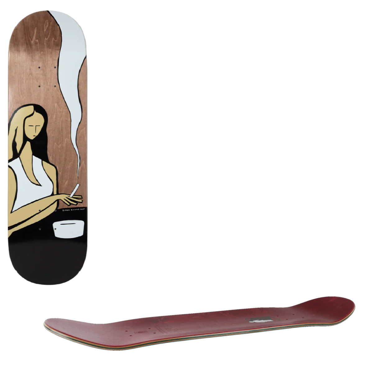 Girl Smoke Contemplation Skateboard Deck - Bannerot 8.25"