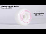 Rampage 99A 53mm Skateboard Wheels - White/Pink
