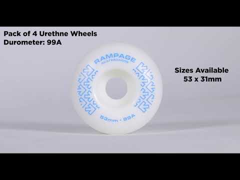Rampage 99A 53mm Skateboard Wheels - White/Blue
