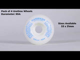 Rampage 99A 53mm Skateboard Wheels - White/Blue