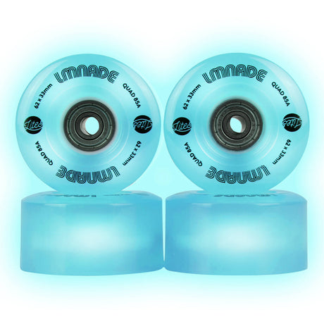 LMNADE Lites LED 85a Quad Roller Skate Wheels - Blue 62mm
