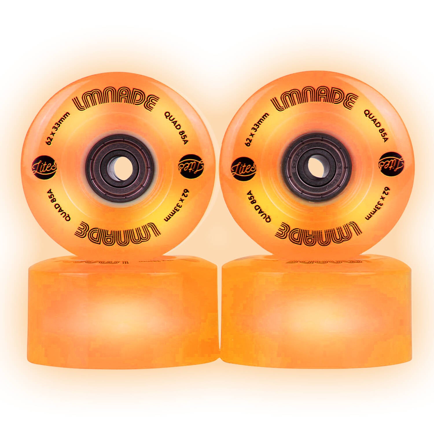 LMNADE Lites LED 85a Quad Roller Skate Wheels - Orange 62mm