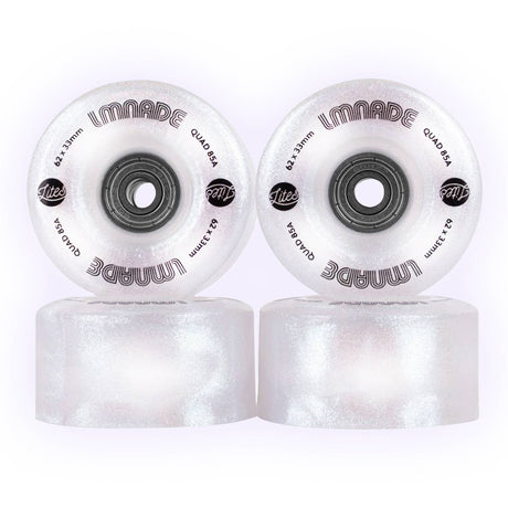 LMNADE Lites LED 85a Quad Roller Skate Wheels - Translucent Glitter 62mm