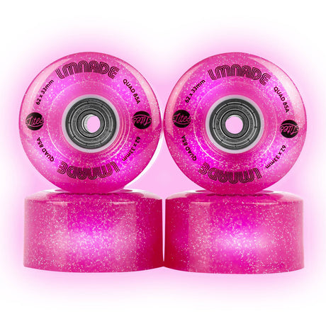 LMNADE Lites LED 85a Quad Roller Skate Wheels - Fuchsia Glitter 62mm